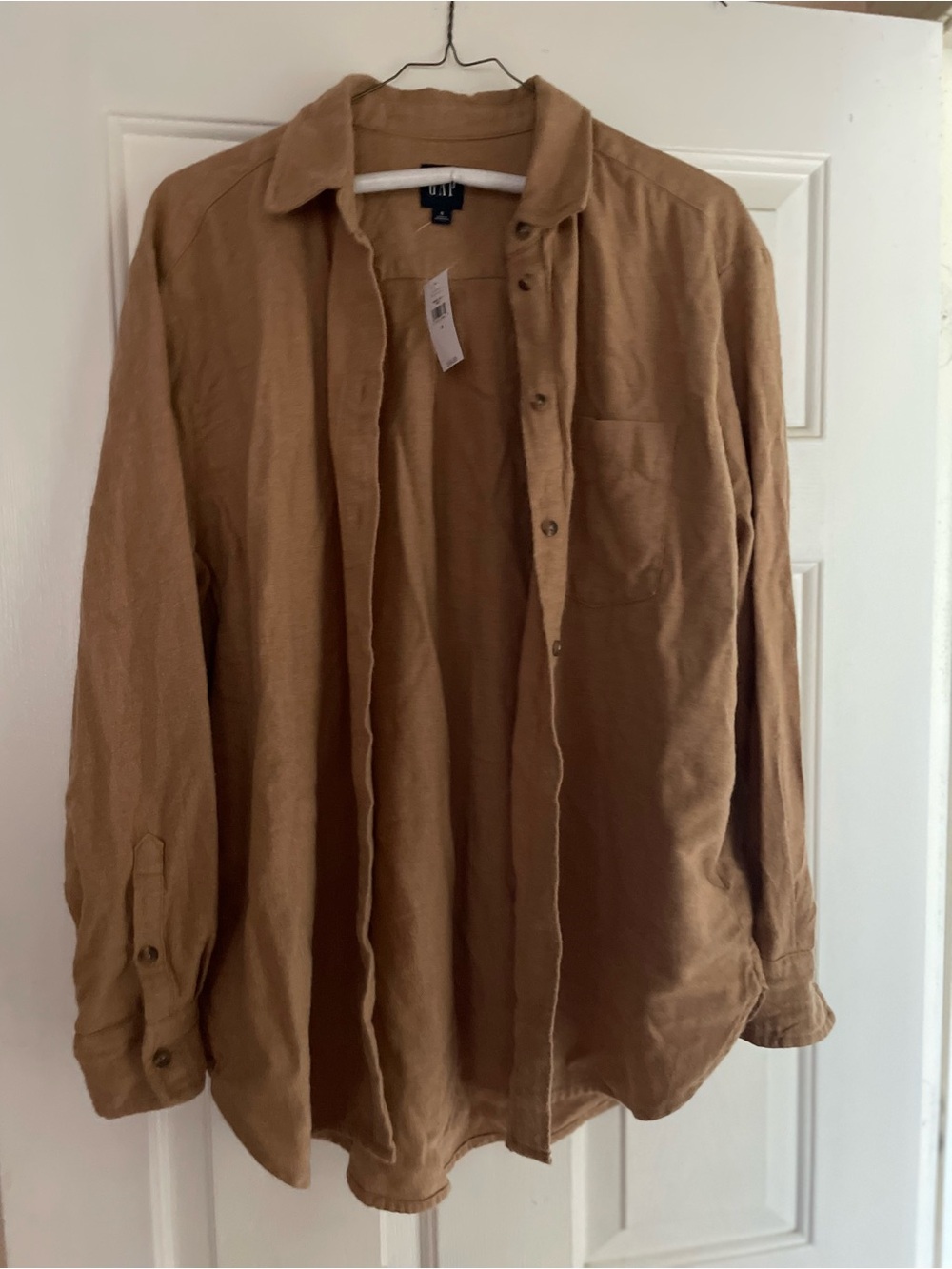 GAP Men's Camel Button-Front Shirt Jacket